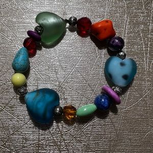 Beautiful Colorful Italian Venetian Glass and Gemstone Bracelet